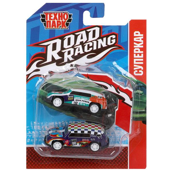 Машина металл ROAD RACING набор 7,5см, 2 шт,металл,в ассорт блистер Технопарк в кор.2*240наб
