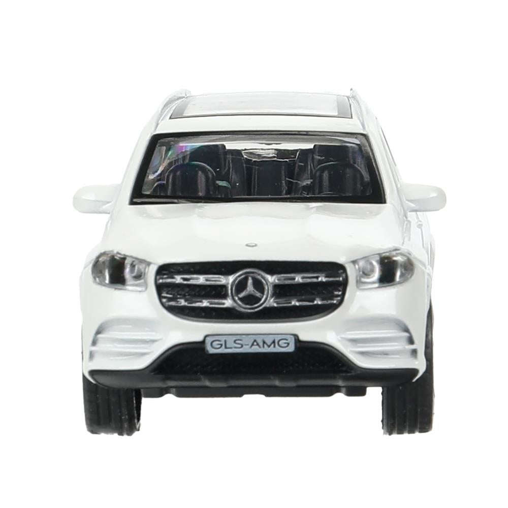Машина металл MERCEDES-BENZ gls class amg 12см, дв,баг,ин,белый, кор. Технопарк в кор.2*36шт
