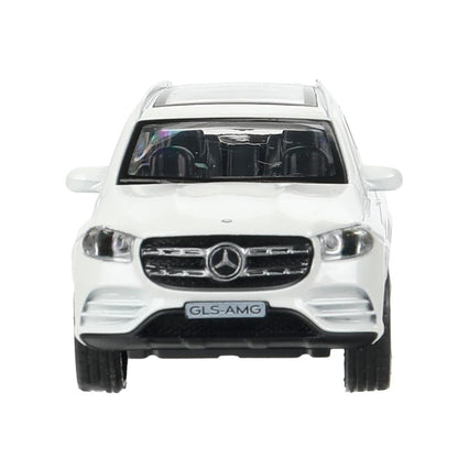 Машина металл MERCEDES-BENZ gls class amg 12см, дв,баг,ин,белый, кор. Технопарк в кор.2*36шт