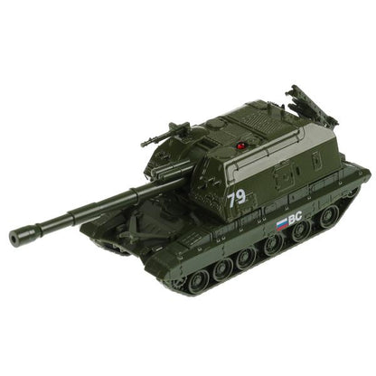 MSTA-12-GN328809 Модель металл МСТА-ГАУБИЦА 12 см, вращается башня, инерция, зелен, кор. Технопарк в