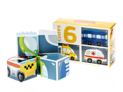 Кубики "Городской транспорт" (без обклейки) 6 шт Baby Toys