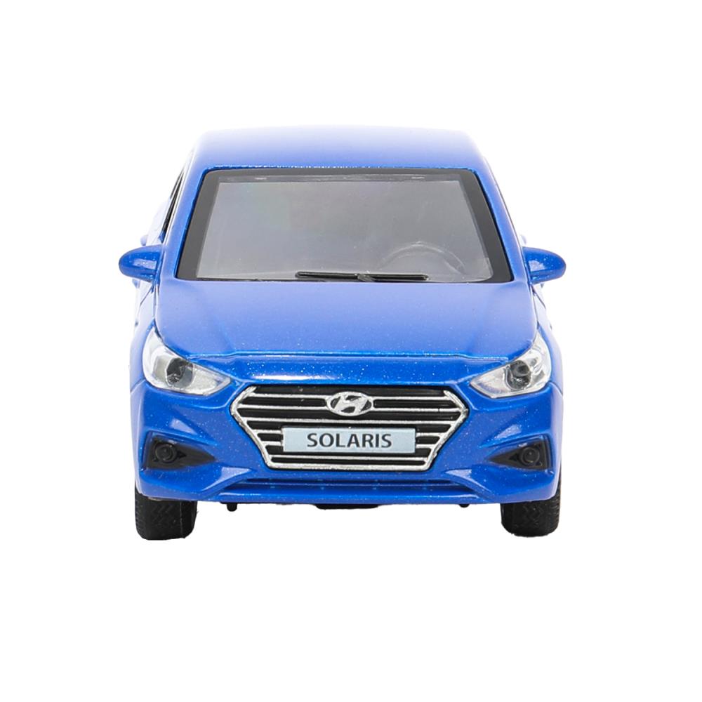 Машина металл HYUNDAI SOLARIS, 12 см, двери, багажн, инерц, синий, кор. Технопарк в кор.2*36шт