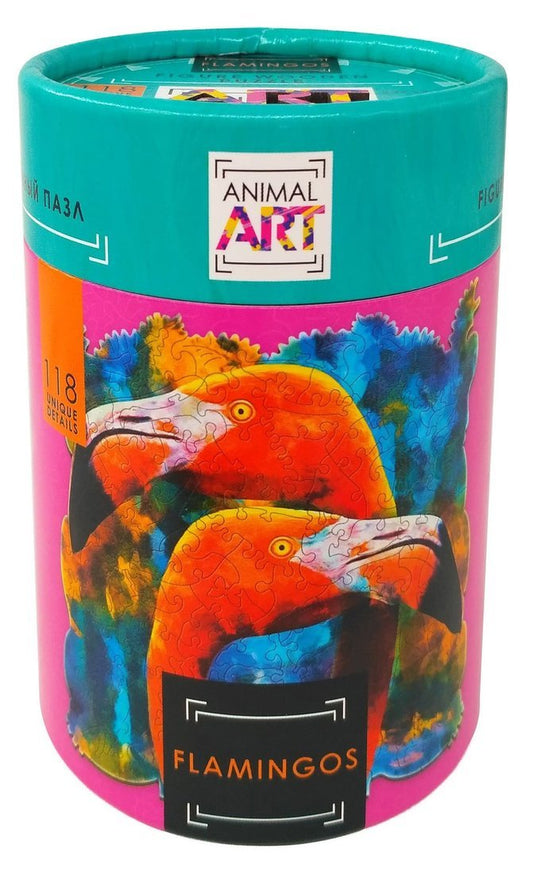 Фигурный деревянный пазл "ANIMAL ART" Фламинго 118 дет. арт.8388 (мрц 690 руб.) /24