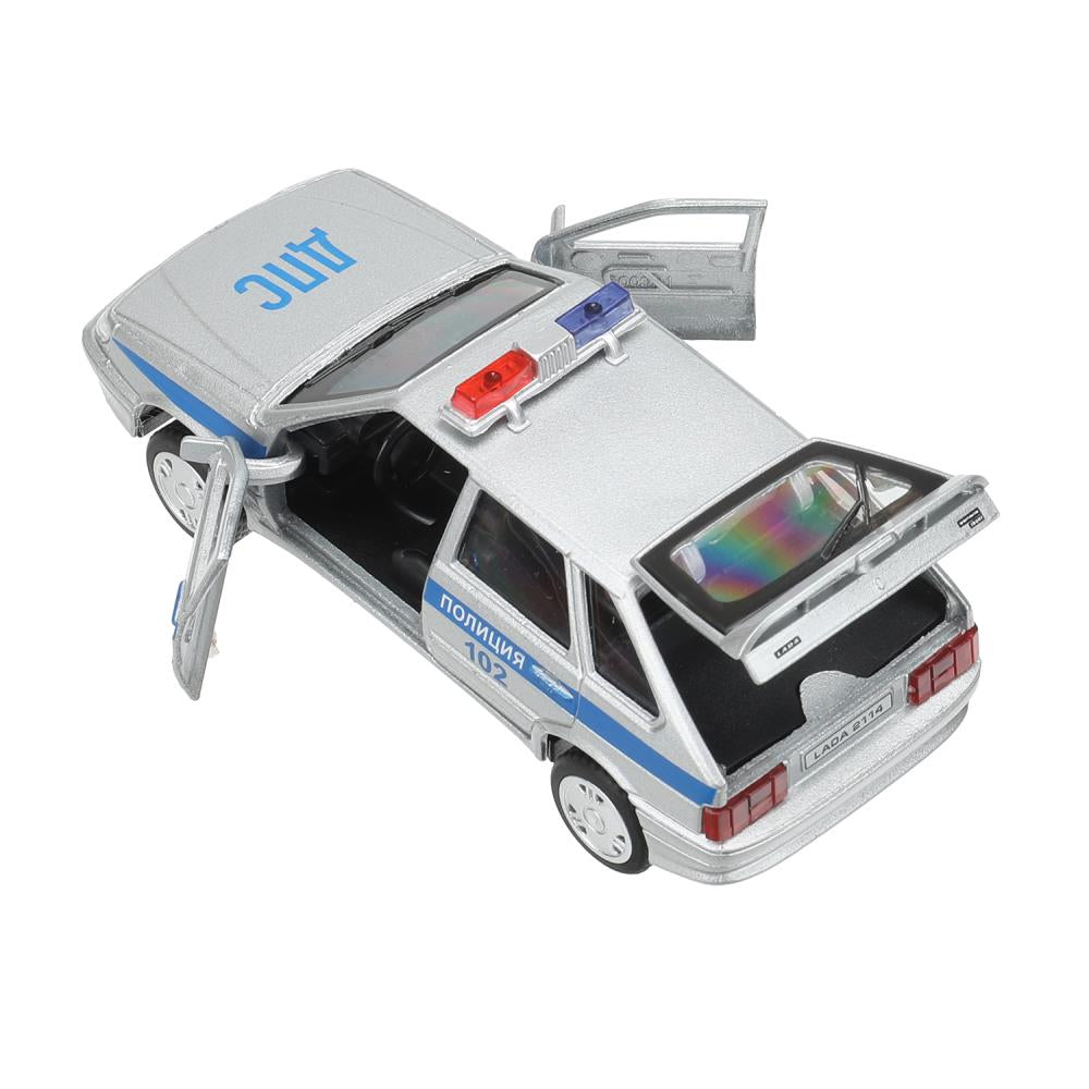 Машина металл свет-звук LADA-2114 "SAMARA" ПОЛИЦИЯ 12 см, двери, багаж, кор. Технопарк в кор.2*36шт