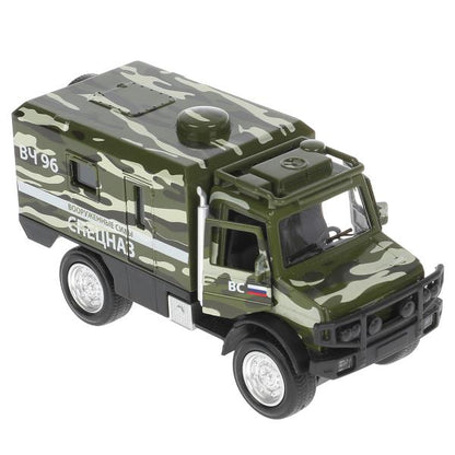 FY6066A-14SLMIL-GN306656 Машина металл свет-звук ГРУЗОВИК ВОЕННЫЙ КАМУФЛЯЖ 14 см, двери, зелен, кор.
