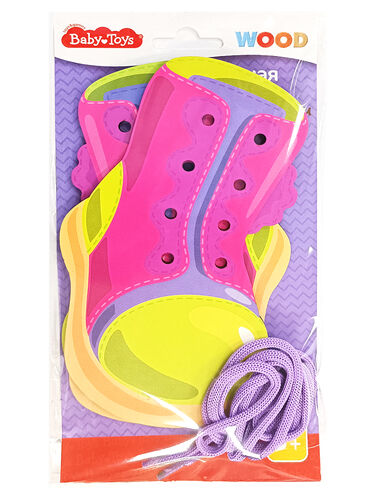 Шнуровка деревянная "Сапожки" Baby Toys Wood (европодвес)