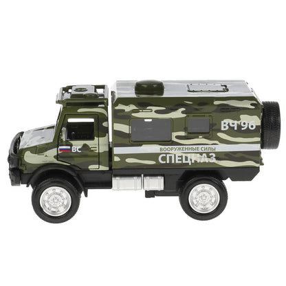 FY6066A-14SLMIL-GN306656 Машина металл свет-звук ГРУЗОВИК ВОЕННЫЙ КАМУФЛЯЖ 14 см, двери, зелен, кор.