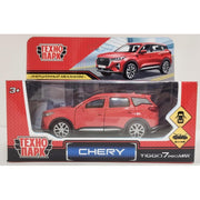 Машина металл chery tiggo 7 pro max 12см, двери, кап, баг, инер,красный,кор. Технопарк в кор.2*36шт