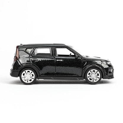 Машина металл KIA soul длина 12 см, двери, багаж., инерц, черный, кор. Технопарк в кор.2*36шт