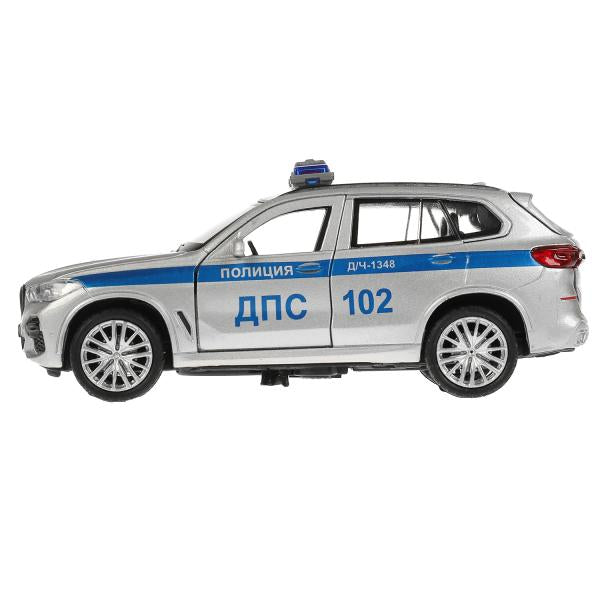 Машина металл свет-звук bmw X5 M-SPORT ПОЛИЦИЯ 12 см, двер, баг, кор. Технопарк в кор.2*36шт