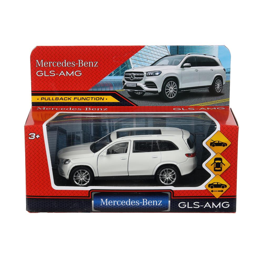 Машина металл MERCEDES-BENZ gls class amg 12см, дв,баг,ин,белый, кор. Технопарк в кор.2*36шт