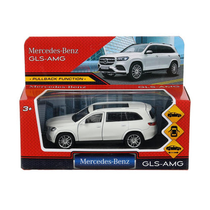 Машина металл MERCEDES-BENZ gls class amg 12см, дв,баг,ин,белый, кор. Технопарк в кор.2*36шт