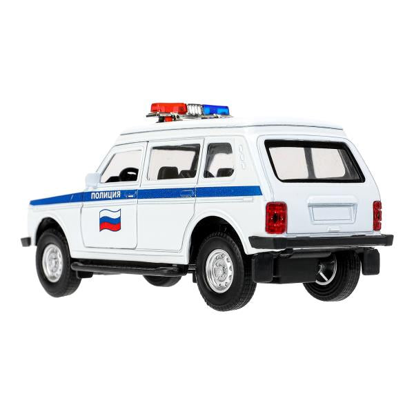 Машина металл свет-звук LADA 4x4 2131 ПОЛИЦИЯ 12,8 см, двер, баг, инр, кор.. Технопарк в кор.2*36шт