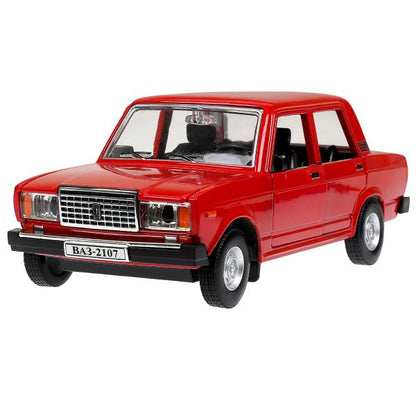 Машина металл свет-звук LADA ваз 2107, дв, кап, баг, св-зв,инер,17,5 см,крас Технопарк в кор.2*18шт