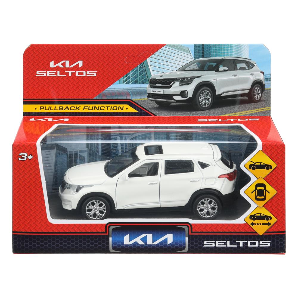 SELTOS-12-WH Машина металл KIA seltos длина 12 см, двери, багаж., инерц, белый, кор. Технопарк в кор