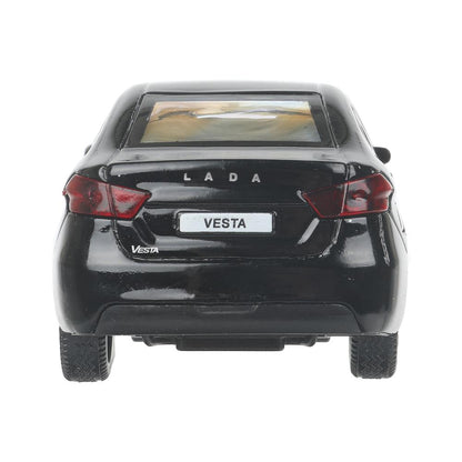 Машина металл LADA vesta 11,5 см, двери, черный, кор. Технопарк в кор.2*36шт