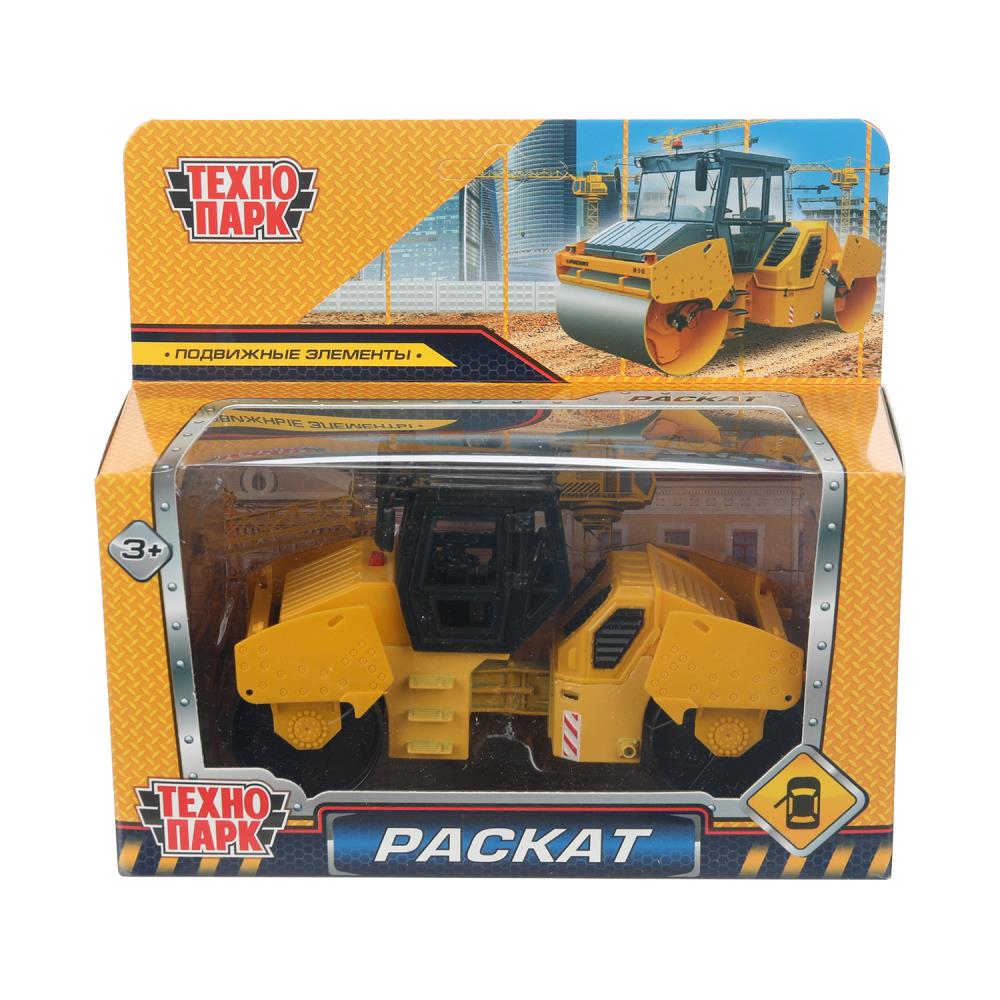 Модель металл каток "раскат" rv12dd 13см,двер,желт-черн,кор. Технопарк в кор.2*36шт