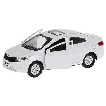 Машина металл KIA RIO длина 12 см, двери, багаж, инерц, белый, кор. Технопарк в кор.2*36шт