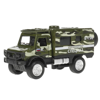 FY6066A-14SLMIL-GN306656 Машина металл свет-звук ГРУЗОВИК ВОЕННЫЙ КАМУФЛЯЖ 14 см, двери, зелен, кор.