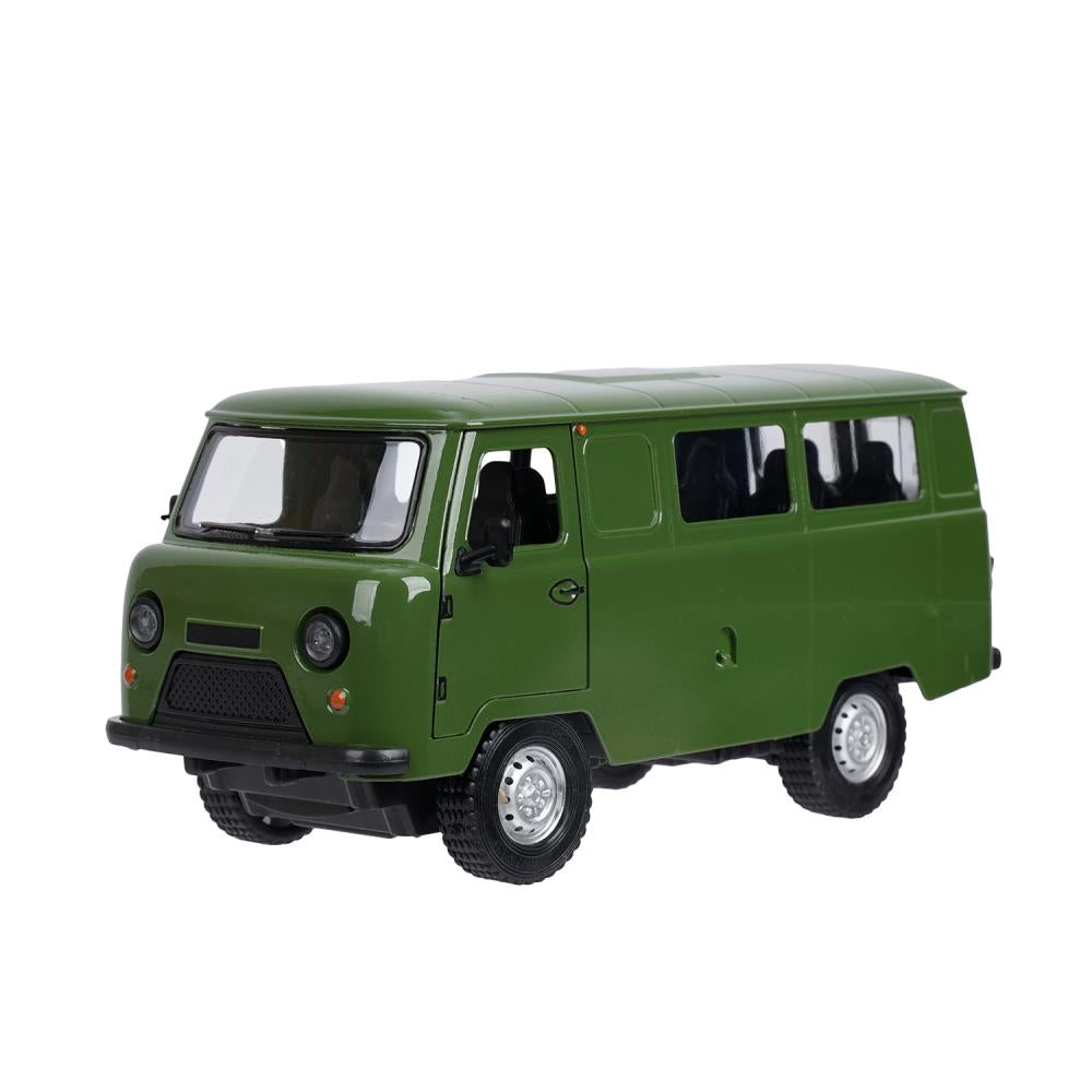 Машина металл свет-звук UAZ УАЗ 452, 18,5 см, св-зв, дв люк, баг, ин, зелен Технопарк в кор.2*18шт