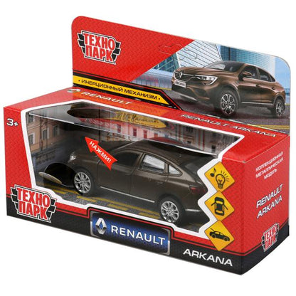 Машина металл свет-звук RENAULT ARKANA матовый бежевый 12 см, двери, кор. Технопарк в кор.2*36шт