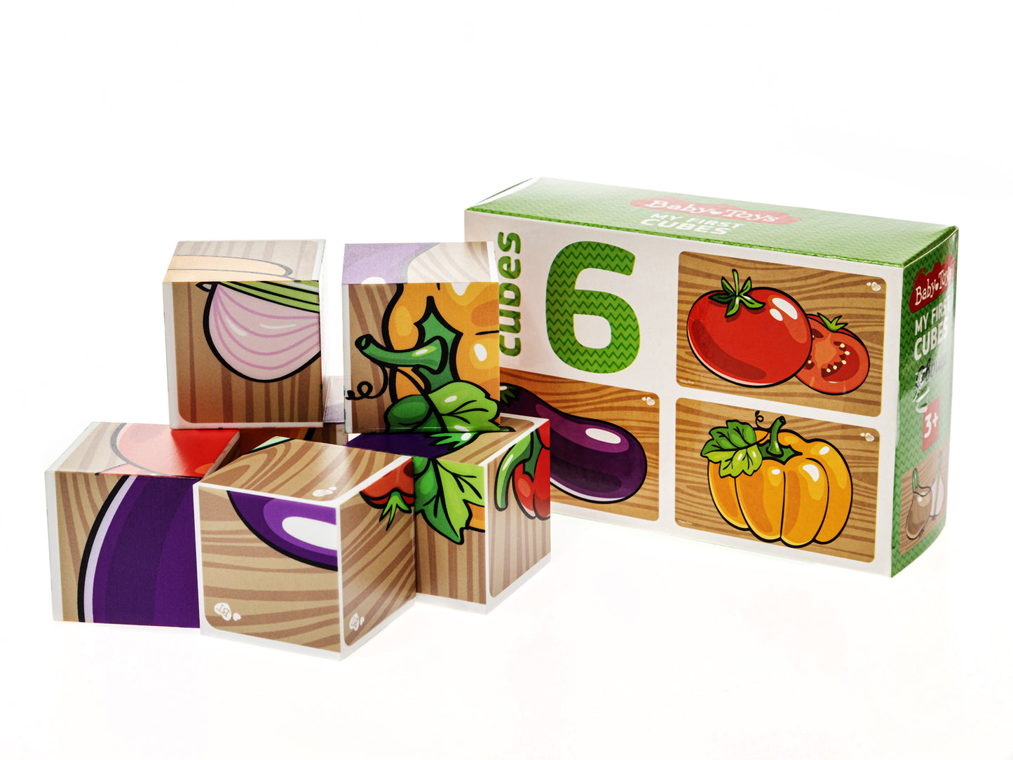 Кубики "Овощи" (без обклейки) 6 шт Baby Toys