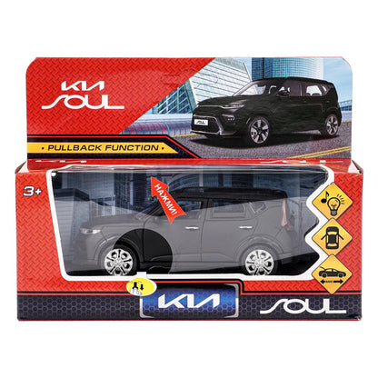 Машина металл свет-звук KIA soul 12 см, двер, инер, черный МАТОВЫЙ, кор. Технопарк в кор.2*36шт
