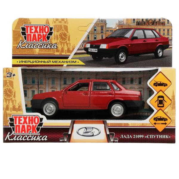 21099-12-RD336381 Машина металл LADA-21099 "СПУТНИК" 12 см, двери, багаж, инерц, красный, кор. Техно