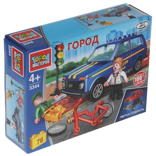 Конструктор LADA 4х4: авария с велосипедистом, 76 дет. (легко собрать) Город мастеров в кор.80шт