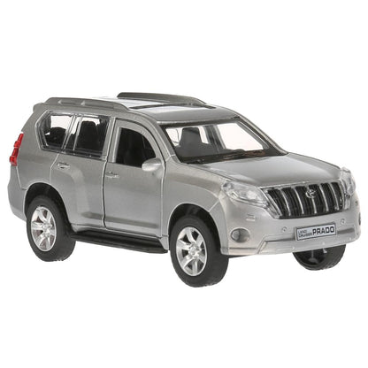 Машина металл "TOYOTA PRADO" 12см, открыв. двери, инерц, СЕРЕБРИСТЫЙ в кор. Технопарк в кор.2*36шт