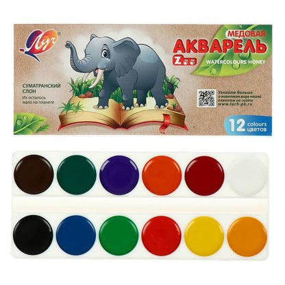 Краски акварельные ЛУЧ "Zoo", 12цв, медовые, картонная коробка, без кисти, 19С1247-08
