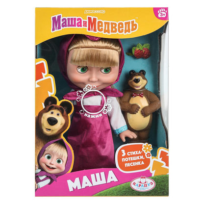 Кукла Маша и Медведь маша 25см, озвуч, медведь, кор КАРАПУЗ в кор.18шт