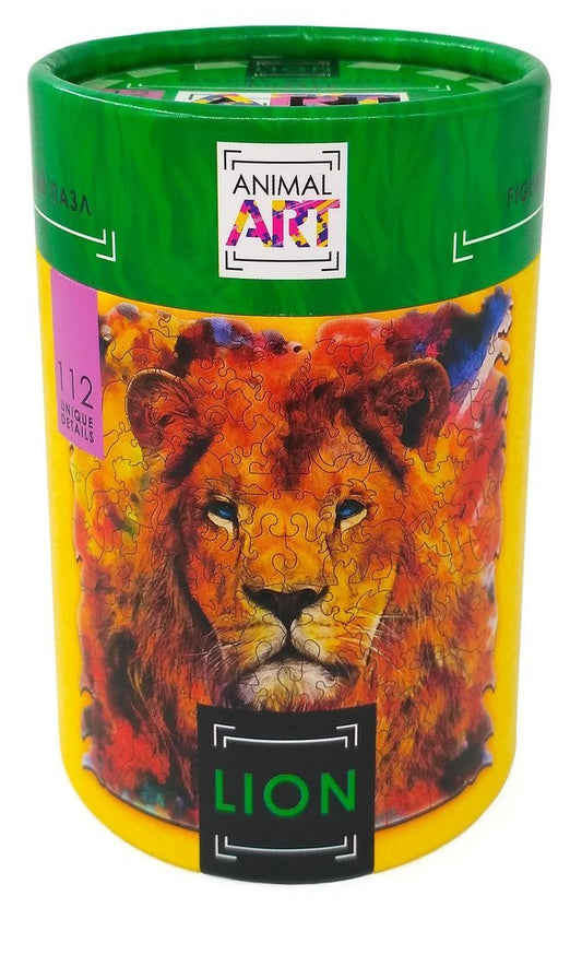Фигурный деревянный пазл "ANIMAL ART" Лев 112 дет. арт.8391 (мрц 690 руб.) /24