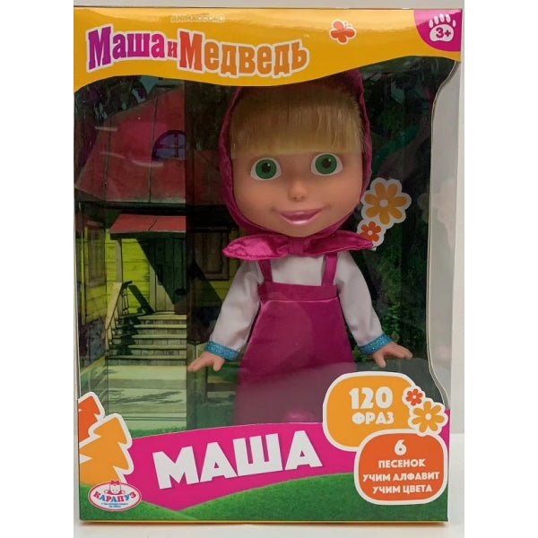 Кукла Маша и Медведь 25см, озвуч, кор КАРАПУЗ в кор.24шт