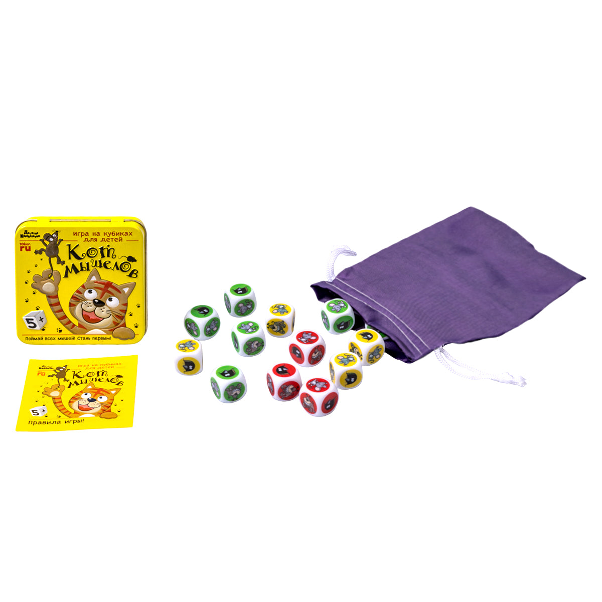 ИГРА НАСТОЛЬНАЯ "КОТ МЫШЕЛОВ" (ЖЕСТЯНАЯ КОРОБОЧКА) в кор.42шт
