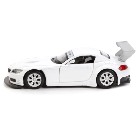 МАШИНА "ТЕХНОПАРК" МЕТАЛЛ. ИНЕРЦ. BMW Z-4 GT3, 1:38, ОТКРЫВ. ДВЕРИ В РУСС. КОР. в кор.2*36шт