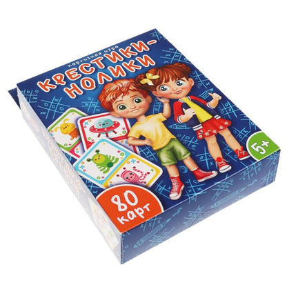 Крестики-нолики. Карточная игра. 80 карточек. Кор.138х170х40мм, карточ.55х85мм Умные игры в кор.50шт