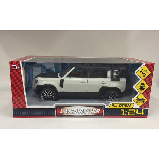 Машина металл свет-звук land rover DEFENDER, 21см, двери, инерц, белый, кор Технопарк в кор.18шт