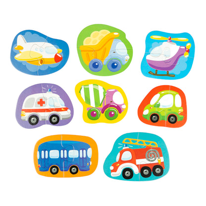 Пазлы контурные Половинки "Транспорт" Baby Toys (8 карт. 16 эл)