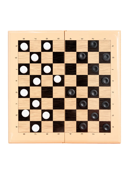 ИГРА НАСТОЛЬНАЯ "ШАШКИ-ШАХМАТЫ-НАРДЫ" (БОЛ, БЕЖ) в кор.6шт