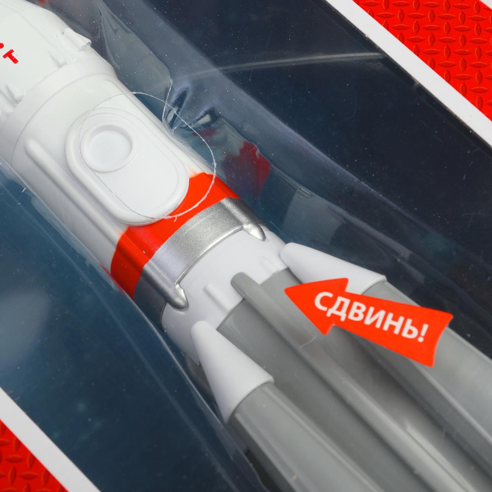 Модель металл свет-звук ракета высота 18 см, люк, бело-оранжевый, кор. Технопарк в кор.2*32шт