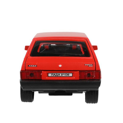 Машина металл LADA-2108 "СПУТНИК" МАТОВЫЙ 12 см, дв, баг, ин, красный, кор. Технопарк в кор.2*36шт
