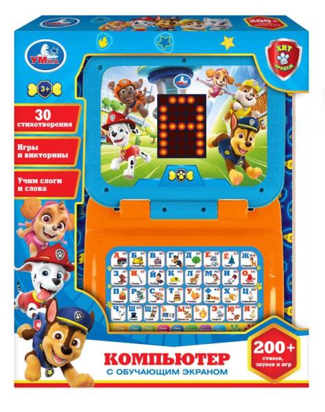 Компьютер с led- экраном 200 песен,фраз, звуков. свет. Умка в кор.36шт