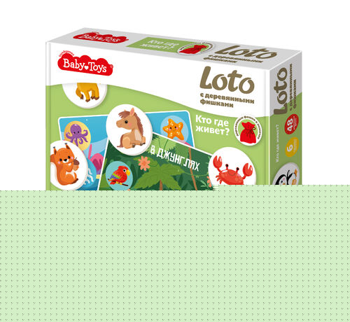 Лото с деревянными фишками "Кто где живет?" Baby Toys