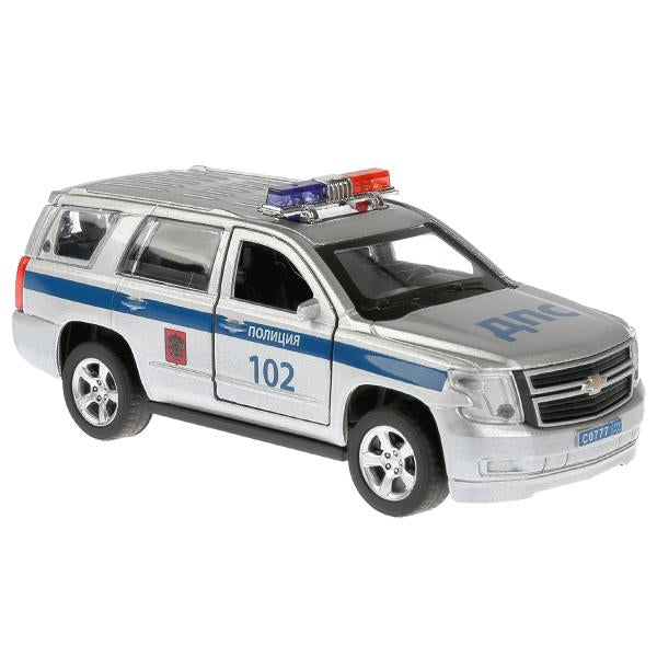 TAHOE-P 280922 Машина металл CHEVROLET TAHOE ПОЛИЦИЯ длина 12 см, двери, багаж, инерц, кор. Технопар