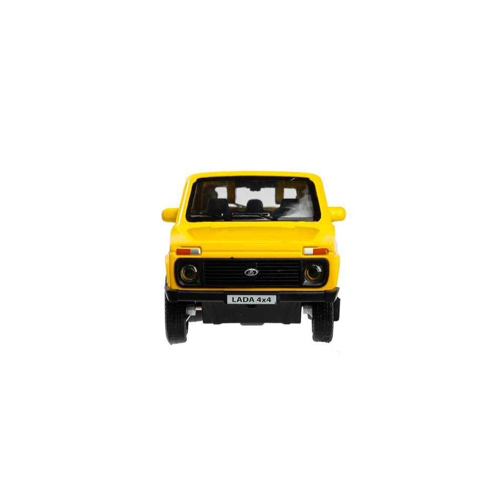 Машина металл LADA 4x4 12 см, двери, багаж, инерц, желтый, кор. Технопарк в кор.2*36шт