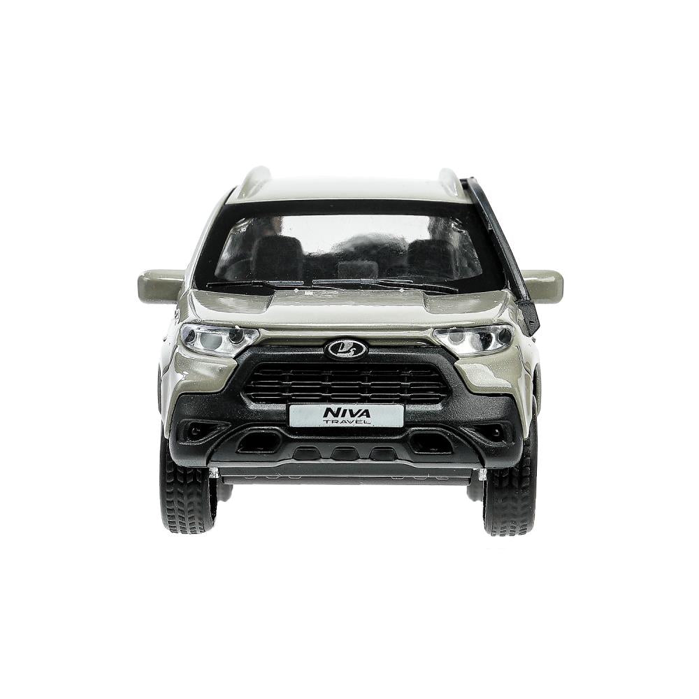 Машина металл LADA NIVA travel 12 см, двери, инер,серый, кор. Технопарк в кор.2*36шт