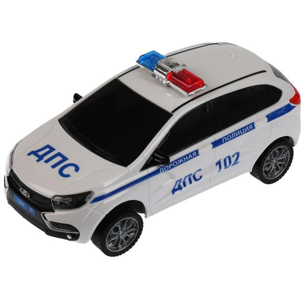 Машина р/у LADA XRAY ПОЛИЦИЯ 18 см, свет, бел, кор. Технопарк в кор.36шт