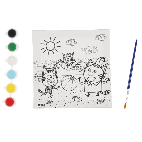 Набор д/тв-ва Три Кота холст для росписи 15*15 см MultiArt в кор.48шт