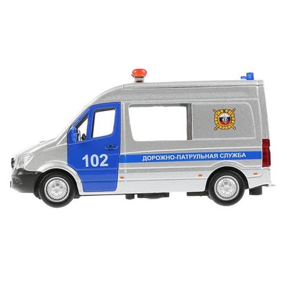 Машина "mercedes-benz sprinter полиция" 14см, открыв. двери, инерц. в кор Технопарк в кор.2*32шт